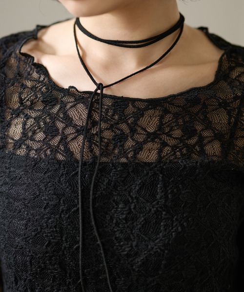 LAULEN（ローレン）の「side slit lace sheer tops /サイドスリットレースシアートップス（その他トップス・レディース・アイボリー/ブラック・FREE）」の7枚目の写真