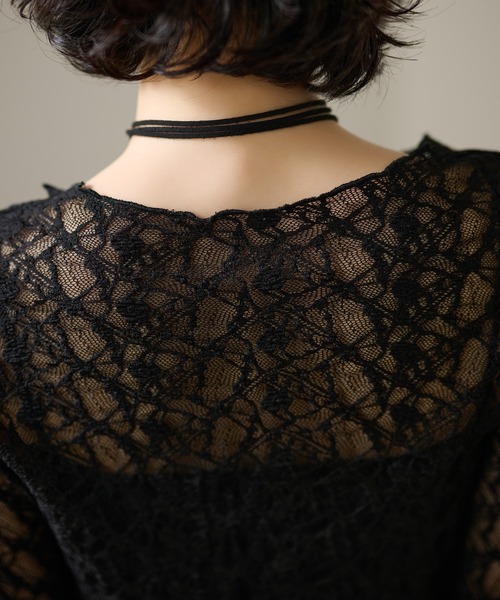 LAULEN（ローレン）の「side slit lace sheer tops /サイドスリットレースシアートップス（その他トップス・レディース・アイボリー/ブラック・FREE）」の8枚目の写真