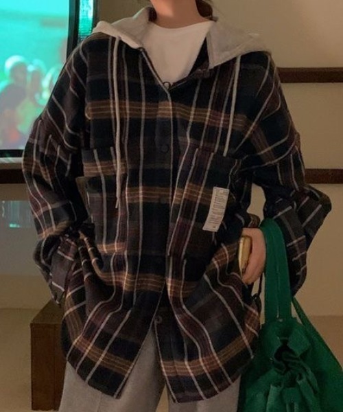 DIAVEL(ディアベル)の「フード付きチェックジャケット裏ボア付き(パーカー・レディース・グレー/ネイビー・M)」の10枚目の写真