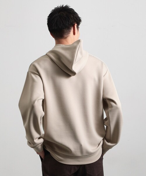 THE SHOP TK （ザ ショップ ティーケー ）の「【大人の休日スタイルにはこれ！】フロントチェック柄ニットパーカ　洗濯機OK（パーカー・メンズ・ベージュ系1/ネイビー系1/ホワイト系4・04/03/02）」の9枚目の写真