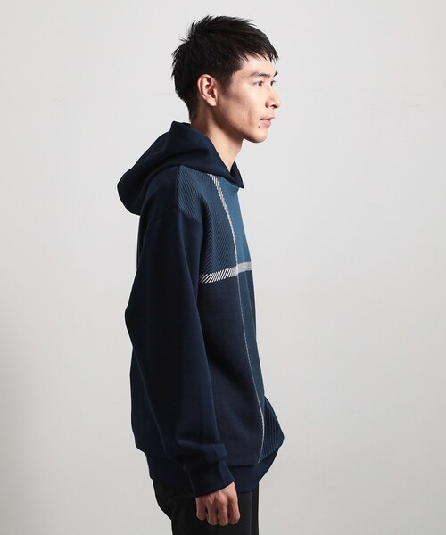 THE SHOP TK （ザ ショップ ティーケー ）の「【大人の休日スタイルにはこれ！】フロントチェック柄ニットパーカ　洗濯機OK（パーカー・メンズ・ベージュ系1/ネイビー系1/ホワイト系4・04/03/02）」の12枚目の写真