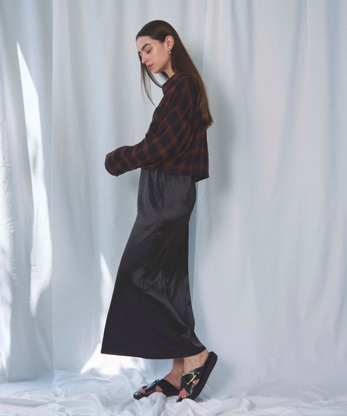 CIEL'AIR（シエルエアー）の「CHECK SHORT SHIRT（ﾁｪｯｸｼｮｰﾄｼｬﾂ）（シャツ/ブラウス・レディース・ブラック/オレンジ・FREE）」の6枚目の写真