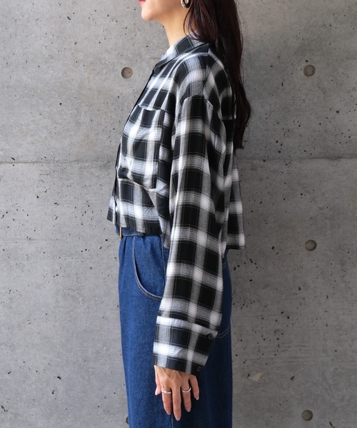 CIEL'AIR（シエルエアー）の「CHECK SHORT SHIRT（ﾁｪｯｸｼｮｰﾄｼｬﾂ）（シャツ/ブラウス・レディース・ブラック/オレンジ・FREE）」の7枚目の写真