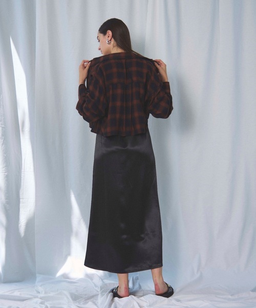 CIEL'AIR（シエルエアー）の「CHECK SHORT SHIRT（ﾁｪｯｸｼｮｰﾄｼｬﾂ）（シャツ/ブラウス・レディース・ブラック/オレンジ・FREE）」の9枚目の写真