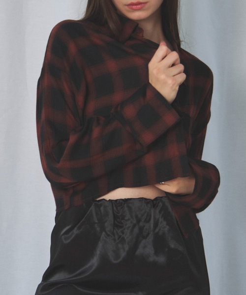 CIEL'AIR（シエルエアー）の「CHECK SHORT SHIRT（ﾁｪｯｸｼｮｰﾄｼｬﾂ）（シャツ/ブラウス・レディース・ブラック/オレンジ・FREE）」の10枚目の写真