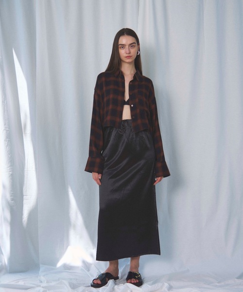 CIEL'AIR（シエルエアー）の「CHECK SHORT SHIRT（ﾁｪｯｸｼｮｰﾄｼｬﾂ）（シャツ/ブラウス・レディース・ブラック/オレンジ・FREE）」の15枚目の写真