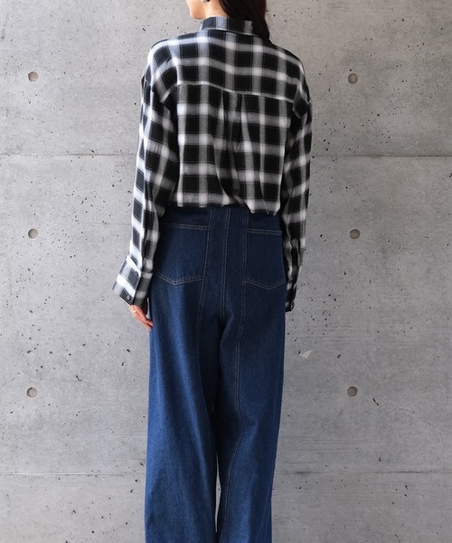 CIEL'AIR（シエルエアー）の「CHECK SHORT SHIRT（ﾁｪｯｸｼｮｰﾄｼｬﾂ）（シャツ/ブラウス・レディース・ブラック/オレンジ・FREE）」の18枚目の写真