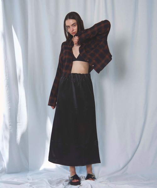 CIEL'AIR（シエルエアー）の「CHECK SHORT SHIRT（ﾁｪｯｸｼｮｰﾄｼｬﾂ）（シャツ/ブラウス・レディース・ブラック/オレンジ・FREE）」の20枚目の写真