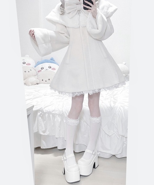 MA*RS TETOYちゃんコラボ クロスリボンケープ付きコート ホワイト MA*RS（アメーバーマーズ）の「【TETOYちゃんコラボ】クロスリボン