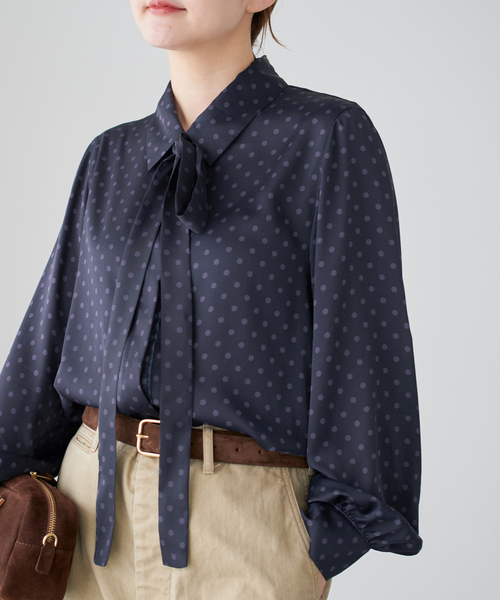 WEB限定/追加3》サテンドットタイ付ブラウス（シャツ/ブラウス）｜IENA