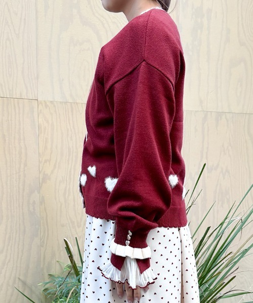 axes femme（アクシーズファム）の「ハートジャカードニットカーディガン（カーディガン/ボレロ・レディース・ブラック/レッド/ホワイト・FREE）」の5枚目の写真