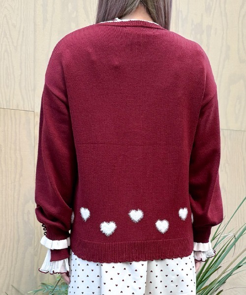 axes femme（アクシーズファム）の「ハートジャカードニットカーディガン（カーディガン/ボレロ・レディース・ブラック/レッド/ホワイト・FREE）」の6枚目の写真