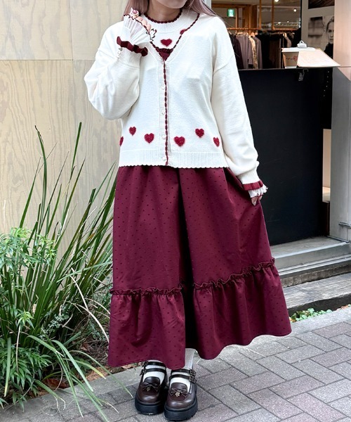 axes femme（アクシーズファム）の「ハートジャカードニットカーディガン（カーディガン/ボレロ・レディース・ブラック/レッド/ホワイト・FREE）」の7枚目の写真