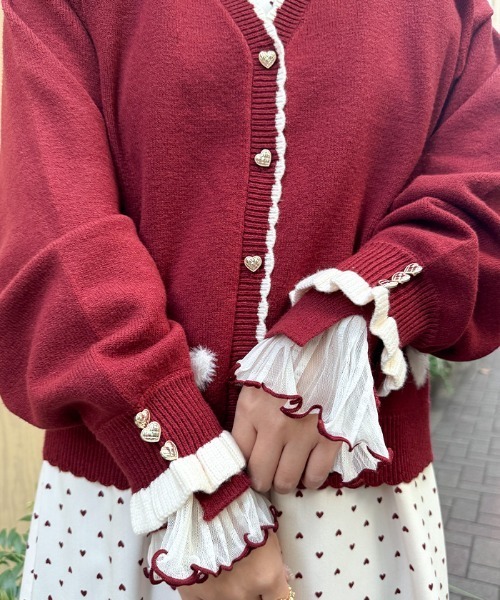 axes femme（アクシーズファム）の「ハートジャカードニットカーディガン（カーディガン/ボレロ・レディース・ブラック/レッド/ホワイト・FREE）」の10枚目の写真