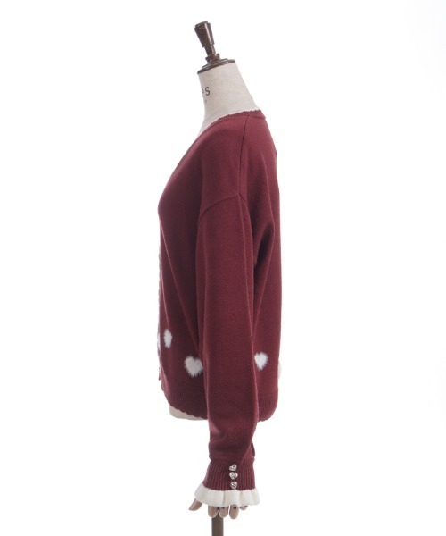 axes femme（アクシーズファム）の「ハートジャカードニットカーディガン（カーディガン/ボレロ・レディース・ブラック/レッド/ホワイト・FREE）」の13枚目の写真