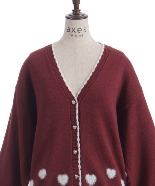 axes femme（アクシーズファム）の「ハートジャカードニットカーディガン（カーディガン/ボレロ・レディース・ブラック/レッド/ホワイト・FREE）」の15枚目の写真