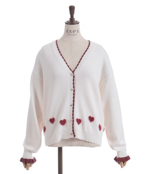 axes femme（アクシーズファム）の「ハートジャカードニットカーディガン（カーディガン/ボレロ・レディース・ブラック/レッド/ホワイト・FREE）」の20枚目の写真