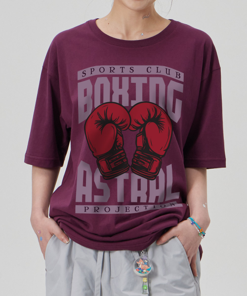 ASTRAL PROJECTION（アストラルプロジェクション）の「[スポーツクラブボクシング]コットンルーズフィット半袖Tシャツ_プラムパープル（Tシャツ/カットソー・メンズ・その他・LARGE/MEDIUM/X-LARGE/XX-LARGE）」の3枚目の写真