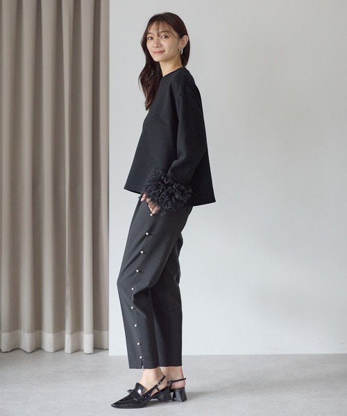 Neige(ネージュ)の「袖チュールフリルスウェットトップス(スウェット・レディース・ブラック/ピンク/グレー・ONE SIZE)」の8枚目の写真