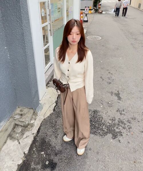 LADY VOLUME(レディーボリューム)の「V-NECK WOOL BUTTON KNIT CARDIGAN_BEIGE(カーディガン/ボレロ・レディース・その他・SMALL/MEDIUM)」の7枚目の写真