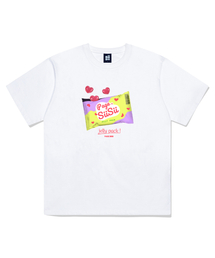 シシハートゼリーパックプリント半袖Tシャツホワイト
