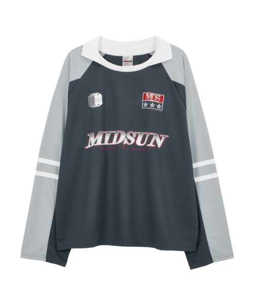 MIDSUN(ミッドサン)の「Wild Spirit Football Jersey-Charcoal(Tシャツ/カットソー・レディース・その他・MEDIUM/LARGE)」の1枚目の写真