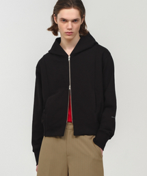 MOONSUN（ムーンサン）の「UNISEX, Crop Hood Zip-up / Black（パーカー）」