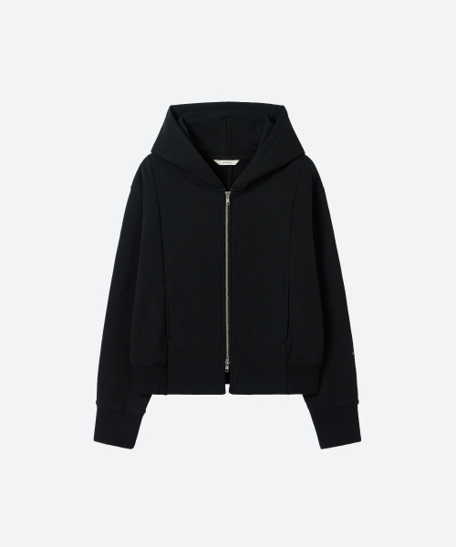 MOONSUN（ムーンサン）の「UNISEX, Crop Hood Zip-up / Black（パーカー・メンズ・その他・MEDIUM/LARGE）」の3枚目の写真