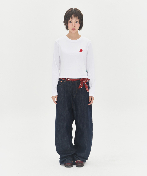 Video Jockey（ビデオジョッキー）の「スモールスターベリーLSクロップTシャツ[ホワイト]（Tシャツ/カットソー・レディース・ホワイト・FREE）」の2枚目の写真