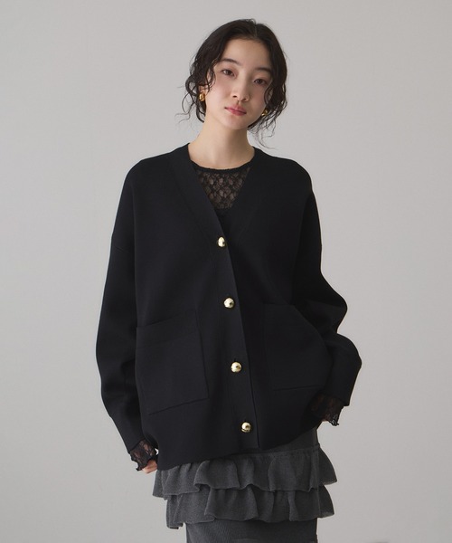 サステナブル】ロゴボタンミドルカーディガン（カーディガン/ボレロ