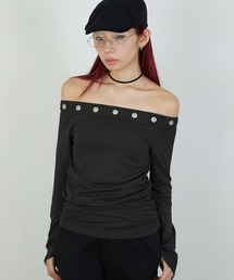 led.tokyo（レッドトウキョウ）の「【led.tokyo】EYELET ONESHOUL/アイレットオフショル（Tシャツ/カットソー）」