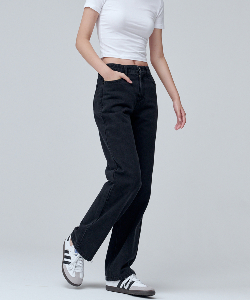 MALOUPE（マロップ）の「9107 オールシーズンワイドデニムパンツ (ブラック)（デニムパンツ・レディース・ブラック・30/26/28）」の2枚目の写真