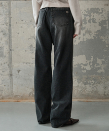 SECONDMONO（セカンドモノローグ）の「W. セミワイドレザーバインディングデニムパンツ [ブラック]_SEWPT003BLACK（デニムパンツ）」
