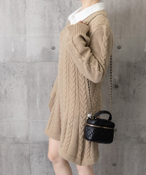 Miniministore(ミニミニストア)の「ニットワンピース ケーブル編みミニワンピ(ワンピース・レディース・スモークピンク/アイボリー/ブラック/ベージュ・FREE)」の11枚目の写真