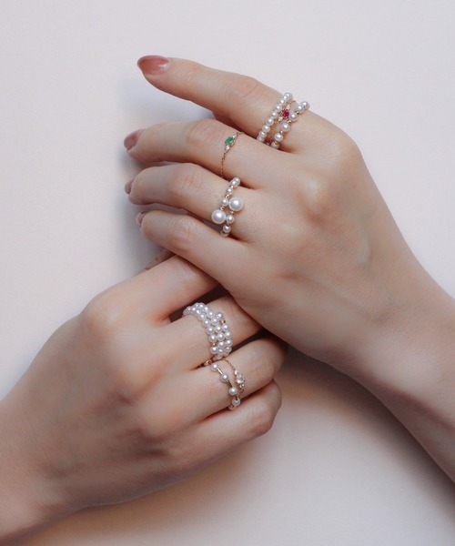 NOIR DE POUPEE（ノワールドプーペ）の「Pearl Flow K18 淡水パールワイヤーリング　バーとばし（リング・レディース・ホワイト・FREE）」の8枚目の写真