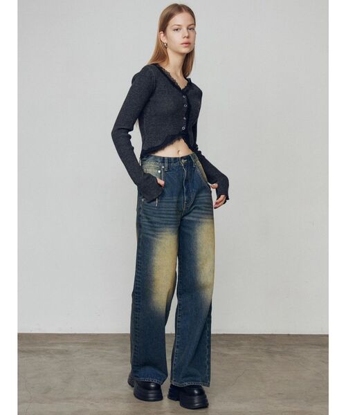 EMODA（エモダ）の「レースエッジフィットリブトップ（ニット/セーター・レディース・ブラック/アイボリー/グレー・FREE）」の19枚目の写真