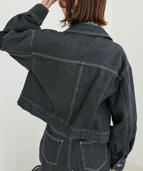 MAJESTIC LEGON（マジェスティックレゴン）の「ビジューリボンGジャン（ブルゾン・レディース・ブラック/サックスブルー/ピンクベージュ/アイボリー・MEDIUM/SMALL）」の6枚目の写真