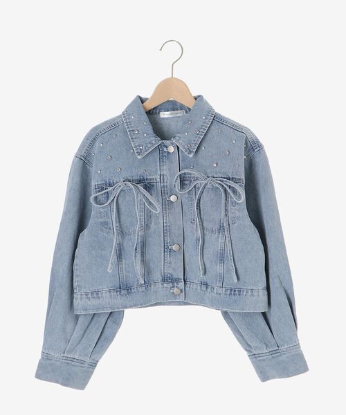 MAJESTIC LEGON（マジェスティックレゴン）の「ビジューリボンGジャン（ブルゾン・レディース・ブラック/サックスブルー/ピンクベージュ/アイボリー・MEDIUM/SMALL）」の10枚目の写真