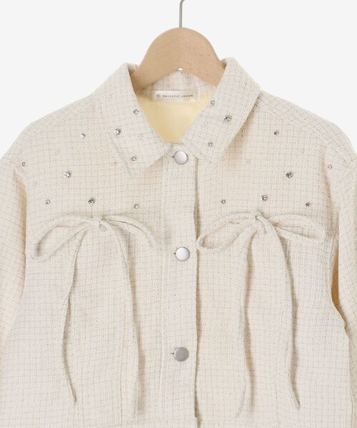 MAJESTIC LEGON（マジェスティックレゴン）の「ビジューリボンGジャン（ブルゾン・レディース・ブラック/サックスブルー/ピンクベージュ/アイボリー・MEDIUM/SMALL）」の22枚目の写真