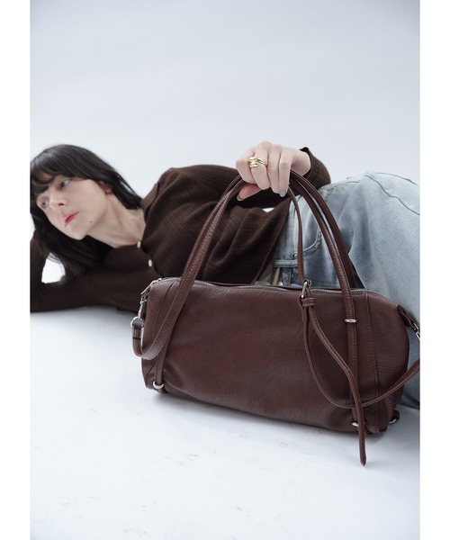 Shelly island（シェリーアイランド）の「スクエアミニボストンバッグ（ショルダーバッグ・レディース・ブラウン/ブラック・FREE）」の2枚目の写真