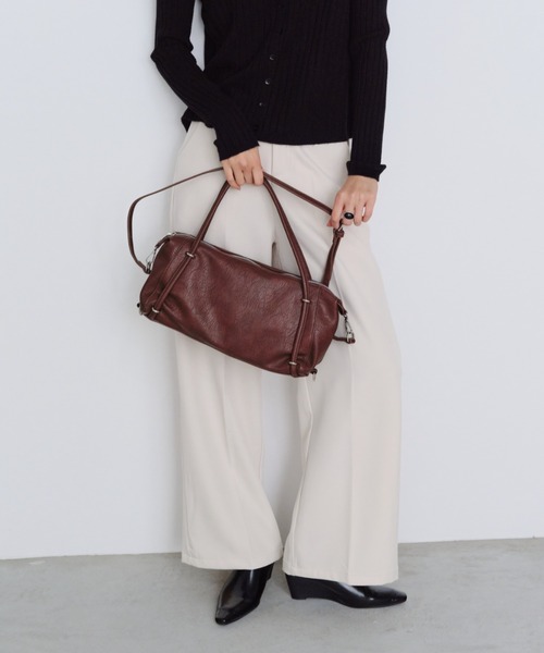 Shelly island（シェリーアイランド）の「スクエアミニボストンバッグ（ショルダーバッグ・レディース・ブラウン/ブラック・FREE）」の9枚目の写真