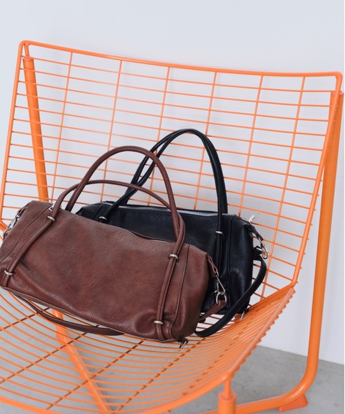 Shelly island（シェリーアイランド）の「スクエアミニボストンバッグ（ショルダーバッグ・レディース・ブラウン/ブラック・FREE）」の3枚目の写真