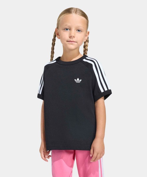 adidas（アディダス）の「スリーストライプ Tシャツ / アディダスオリジナルス adidas Originals（Tシャツ/カットソー・キッズ・ブラック・100/110/120/130）」の3枚目の写真