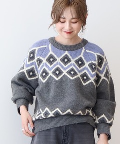 シェットランドウール求心ニットプルオーバー（ニット/セーター