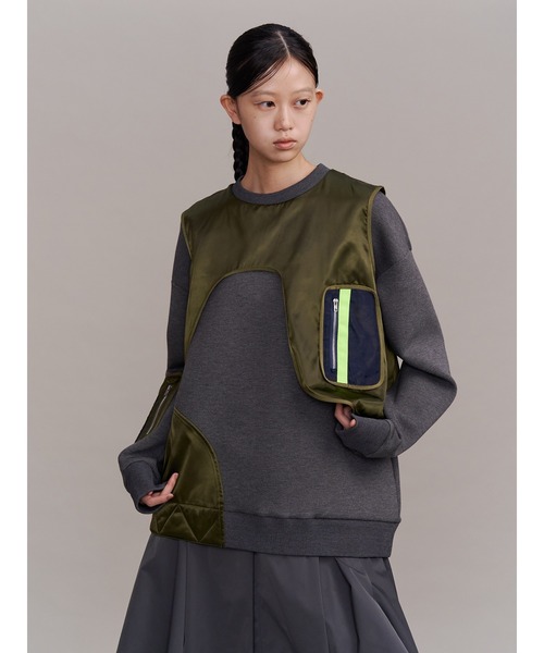 UN3D.(アンスリード)の「MA-1 VEST DOCKING SWEAT / MA-1ベストドッキングスウェット(スウェット・レディース・その他1/ブラック・36/38)」の2枚目の写真