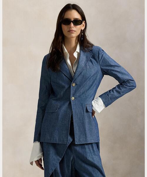 シングルブレステッド シャンブレー ブレザー（テーラードジャケット