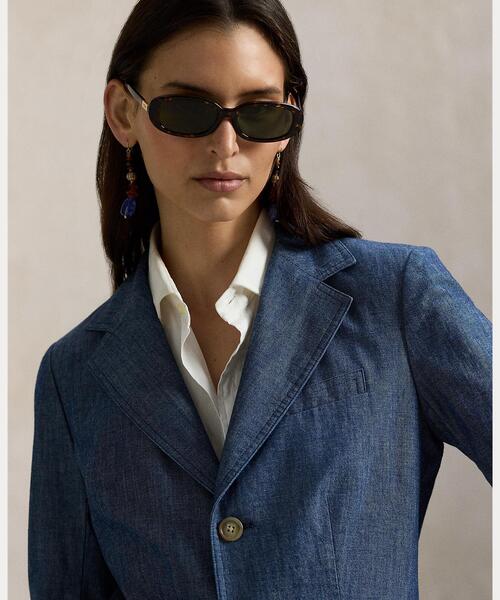 シングルブレステッド シャンブレー ブレザー（テーラードジャケット