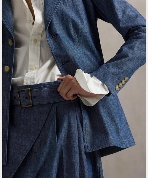 POLO RALPH LAUREN（ポロ ラルフ ローレン）の「シングルブレステッド シャンブレー ブレザー（テーラードジャケット・レディース・ブルー系5・0）」の6枚目の写真