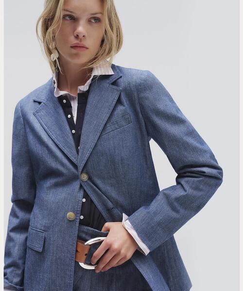 シングルブレステッド シャンブレー ブレザー（テーラードジャケット
