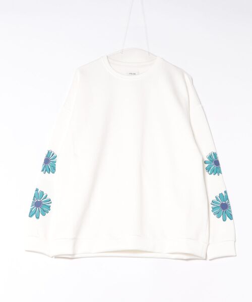 ATELANE(アテレーン)の「●ATELANE●袖フラワー刺繍P/O(スウェット・メンズ・ブルー/ホワイト・LARGE/MEDIUM)」の2枚目の写真